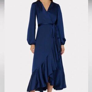 Milly Women's Halley Long Wrap Dress Long Sleeve Flowy Size 10